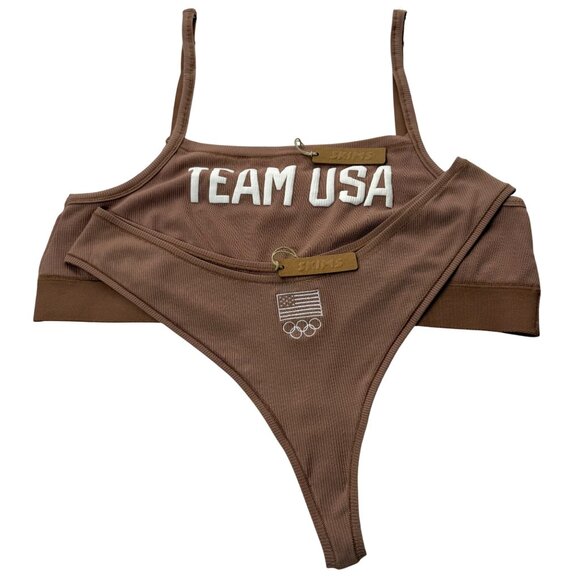 SKIMS Soft Lounge Bralette + Thong Set Team USA Sienna 4X - Picture 14 of 14